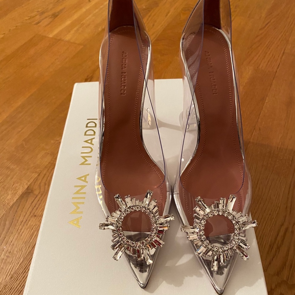 NIB AMINA MUADDI Begum Plexi Jewel Pumps 37-39.5